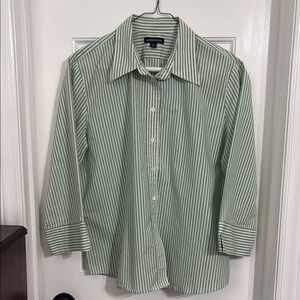 Lands' End Green Striped Women's Shirt - size 18